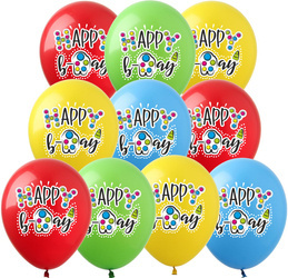 Gumové balónky s potiskem Happy Birthday Simple Dimple (10 ks).)