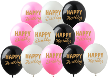 Gumové balónky s potiskem Happy Birthday (10 ks).)