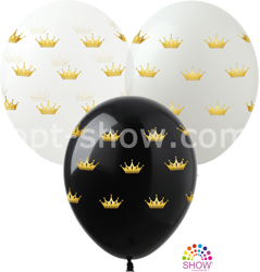 Balloons 12" with print "Gold Crown" (10 pcs.)