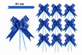 Elegant decorative bow - navy blue with gold accents (10 pcs.)