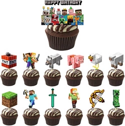 Minecraft toppers - magic decoration for birthday cake (12+1)