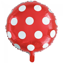 Balon Foliowy Czerwony Kropki 18" (45cm.)