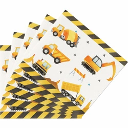 Paper napkins construction vehicles, yellow and black 20 pcs.