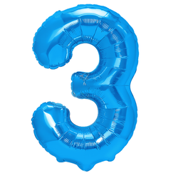 Fóliový balónek číslo "3" modrý (100 cm).)