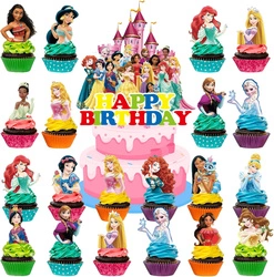 Birthday toppers with princesses decoration for cake and cupcakes (20+1)