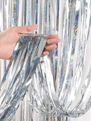 Decorative Holo Silver Curtain 100x200cm