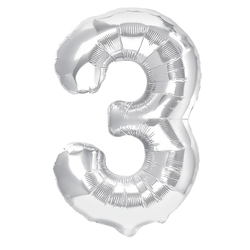 Fóliový balónek číslo "3" stříbrný (100 cm).)