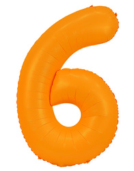 Fóliový balónek číslo "6" oranžový neonový (100 cm).)