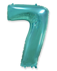 Fóliový balónek číslo "7" Flexmetal, tyrkysový (100cm).)