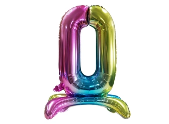 Foil Balloon Number "0" Rainbow Standing (80cm.)