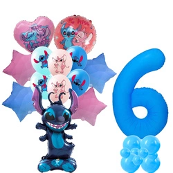 Zestaw Balonów 6 Urodziny Stitch Balony Foliowe i Gumowe z Nadrukiem