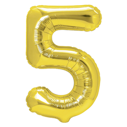 Fóliový balónek číslo "5" zlatý ( 100cm.)