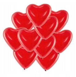 Set of 10 Red 12 Inch Balloons in the Shape of a Heart