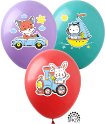 Balloons 12" with print "Animals" (12 pcs.)