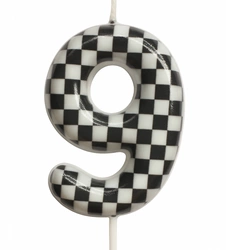 Birthday candle number "9" - checkerboard pattern, race