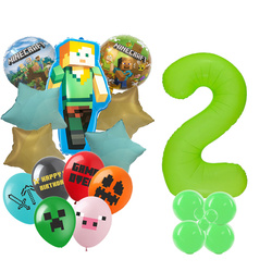 Zestaw Balonów „Minecraft” – Balony Foliowe i Gumowe z Nadrukiem (34 elementy)
