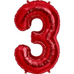Фольгована повітряна кулька номер "3" червона (100см).)