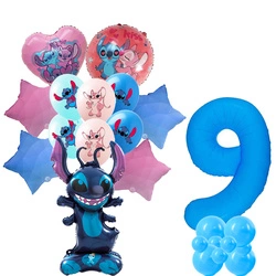 Zestaw Balonów 9 Urodziny Stitch Balony Foliowe i Gumowe z Nadrukiem