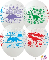 Balony gumowe z nadrukiem Dinozaury (10 szt.)