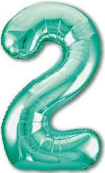 Foil Balloon Number "2" Turquoise (100cm.)