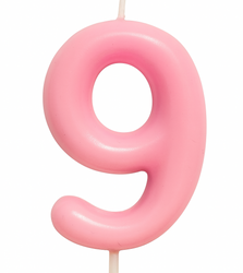 Svíčka číslo "9" - růžová