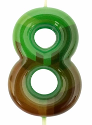 Minecraft green and brown pixel candle "8"