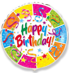 Fóliový balónek Happy Birthday 18" (45 cm), FLEXMETAL™