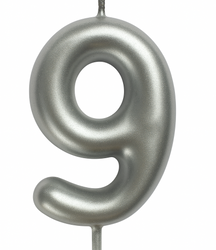 Svíčka s číslicí "9" - stříbrná