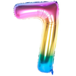 Fóliový balónek s číslem "7" Rainbow (100 cm).)