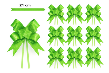 Kokarda dekoracyjna zielona z tłoczonym wzorem – 21 cm (zestaw 10 szt.)