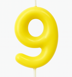Svíčka číslo "9" - žlutá