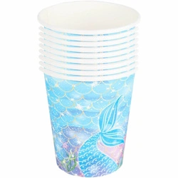 Paper cups mermaid birthday decoration 10 pcs.