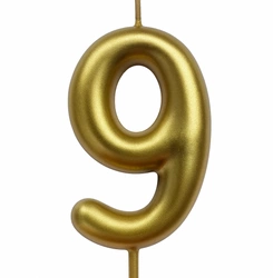 Świeczka urodzinowa cyfra "9" – kolor szampan
