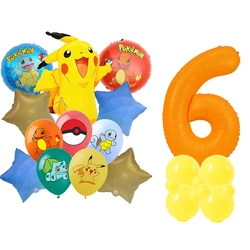 Zestaw Balonów Cyfra 6 Pokemon Balony Foliowe i Gumowe z Nadrukiem