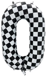 Fóliový balónek s číslem "0" Šachovnicový závod (100 cm).)