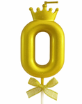 Золота свічка на день народження – цифра 0 з короною