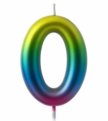 Rainbow Candle Number 0 - Colorful Celebration Magic