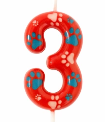 Christmas candle red with paws (Psi Patrol) - number"3"
