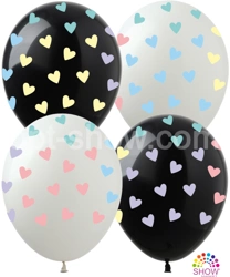 Balony gumowe z nadrukiem Kolorowe Serca (10 szt.)