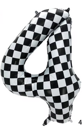 Fóliový balónek s číslem "4" Šachovnice Race (100 cm).)