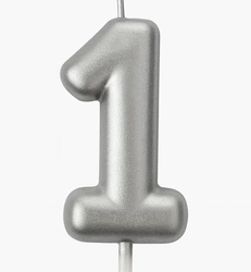 Silver birthday candle number "1" - elegance for any occasion
