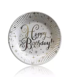 Happy Birthday Gold Paper Plates (10 pcs.)