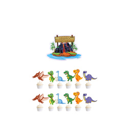 Dinosaurs Cake Toppers - Birthday Set (12+1)