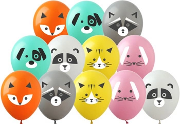 Balony gumowe z nadrukiem Zwierzęta (12 szt.)