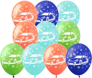 Balony gumowe z nadrukiem Samochody (10 szt.)