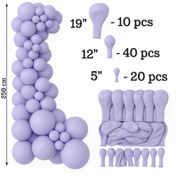 Set of Decorative Balloons - Lavender Color (033), 70 pcs. (19", 12", 5")