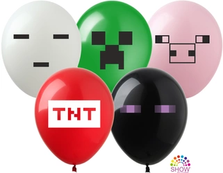 Pixels printed rubber balloons (10 pcs.)