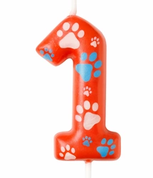 Christmas candle red with paws (Psi Patrol) - number"1"