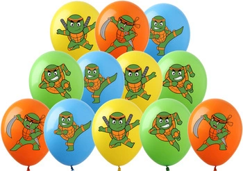 Turtles printed rubber balloons (12 pcs.)