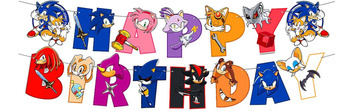 Girlanda papierowa Happy Birthday Sonic (1 szt)
